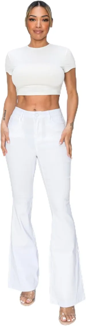 Women's High Waist Flare Jeans w/ 5 Pockets