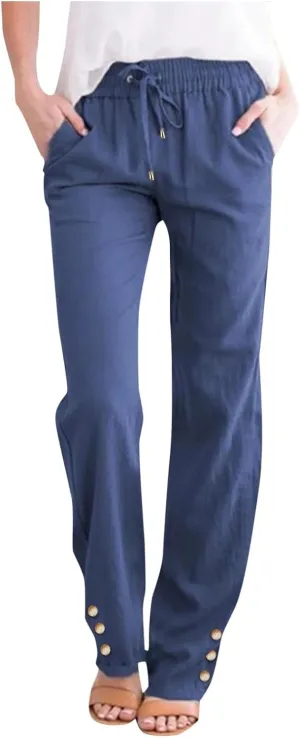 Womens Linen Pants Petite Women's Pants Plus Size Capri Womens Jeans Wide Leg high Waisted Elastic Waist Low Rise Skinny Jeans high Drawstring Dance Best Palazzo Pants for Women Long Tall