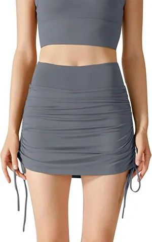 Womens Short Skorts Casual High Waisted Adjustable Drawstring Sporting Shorts Solid Color Soft Comfy Short Pants