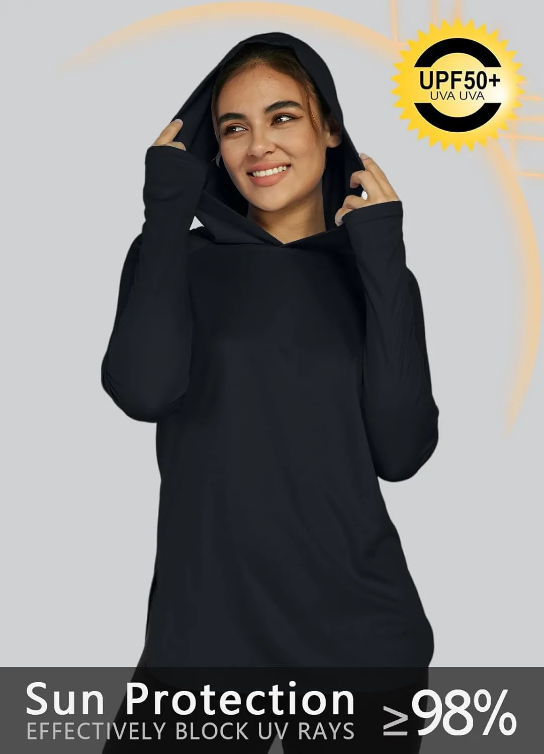 Women's Sun Protection Shirt UPF 50  Long Sleeve Hoodie UV SPF T-Shirts Rash Guard Hiking Quick Dry Lightweight