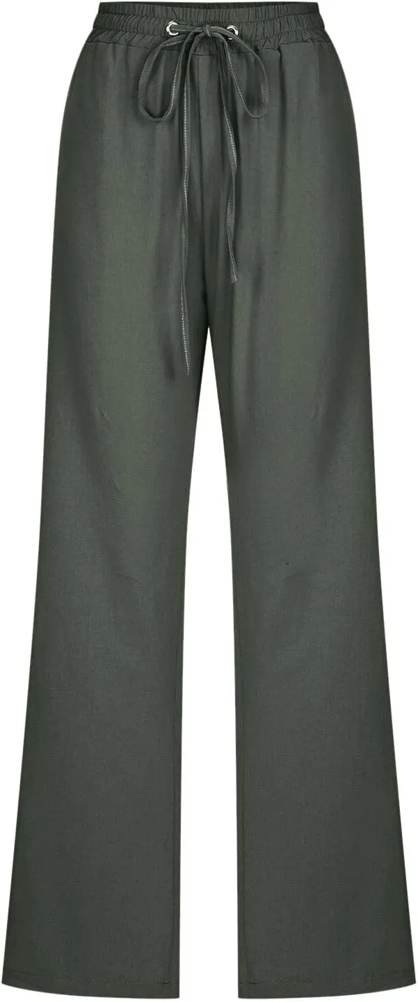 Womens Wide Leg Sweatpants Winter on Outfits Jegging with Pockets Solid Color Fleece Lined