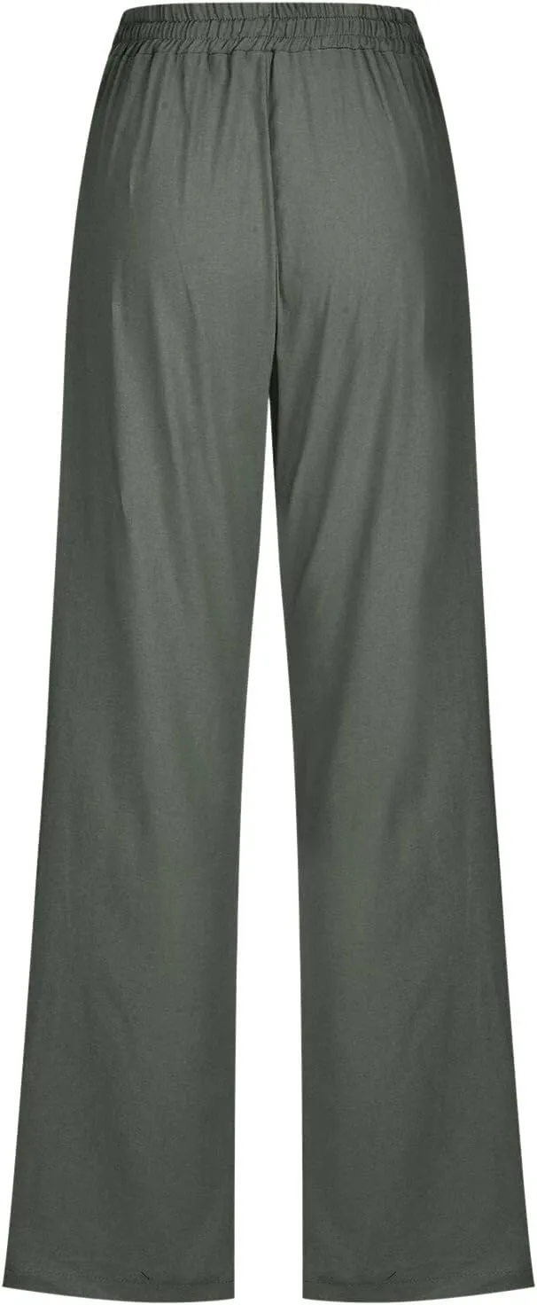 Womens Wide Leg Sweatpants Winter on Outfits Jegging with Pockets Solid Color Fleece Lined